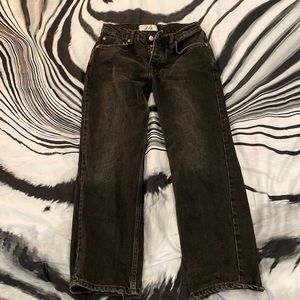 Free people dark charcoal wide leg jeans mid rise